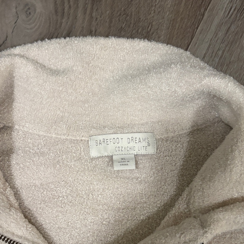 Barefoot Dreams CozyChic Lite Cream Zip Up Sweater - Picture 3 of 4